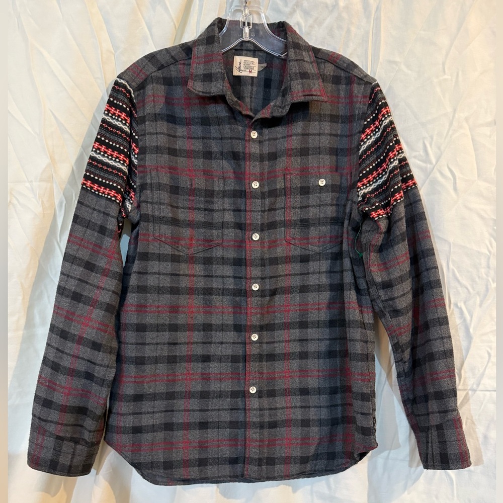 Howe Plaid Button-Up Shirt - Gray and Red